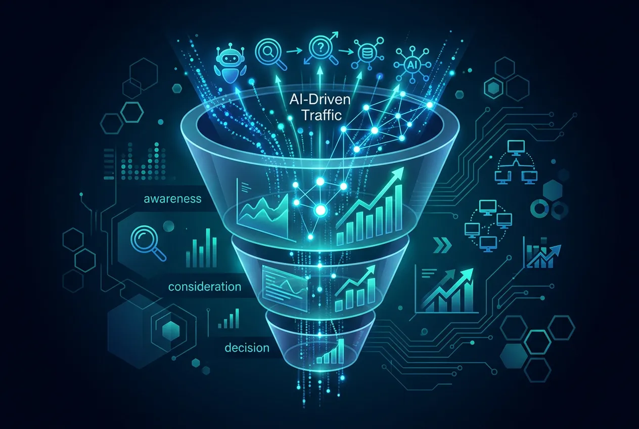 Сравнительные страницы: как AI-трафик растет на верхних этапах воронки